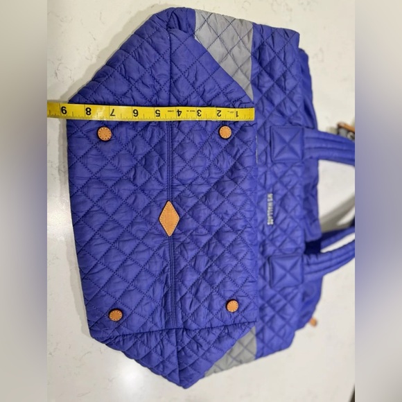 MZ Wallace Color Block Ultramarine Blue and Silver Reflective Medium Metro Tote - Picture 2 of 13